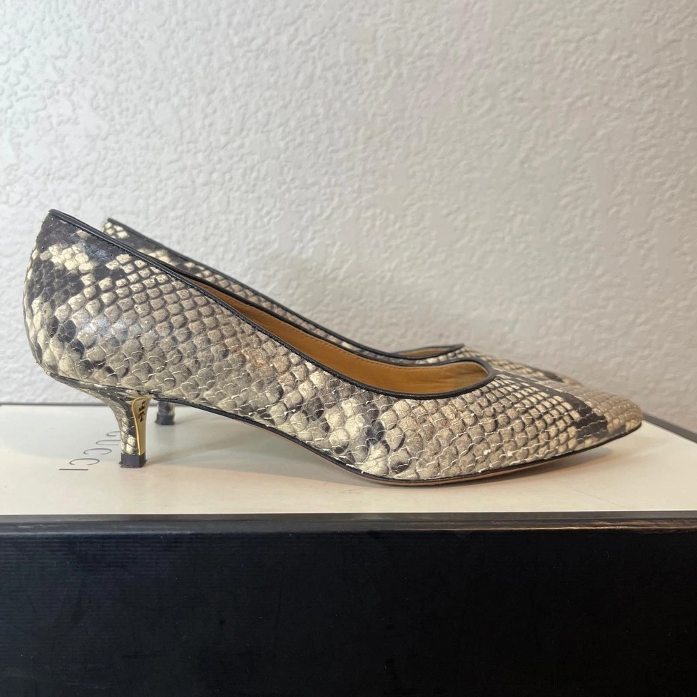 Tory Burch Pump Snake Skin Print Kitten High Heel Slip On Women's Size 5.5‎ M